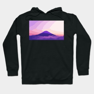 Sunset Over Mount Fuji Digital Painting Hoodie